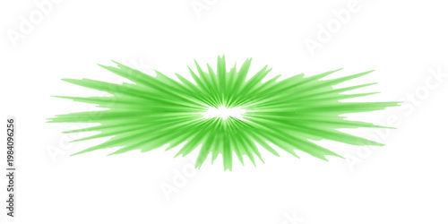 Fresh green Christmas ball, star, and tree ornaments nestle in a lush macro bunch of dill and pine branches, isolated on white with a vibrant spring grass texture