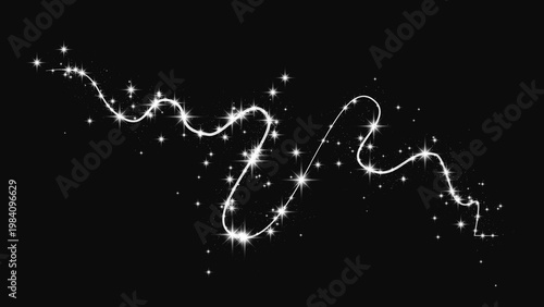 Silver glittering confetti wave and stardust