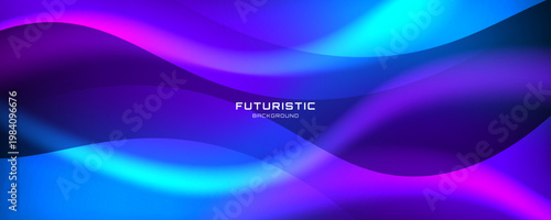 Blue purple abstract background overlap layer on dark space with glowing waves effect decoration. Modern graphic design element cutout style concept for web banner, art, flyer, card, or brochure cover