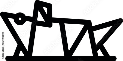 Simple origami mouse created by folding paper, featuring a triangular body and tail, viewed from the side