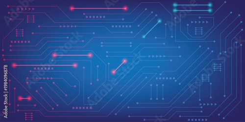 Abstract Circuit Board Electric Transfer Digital Data Cloud Technology Background.