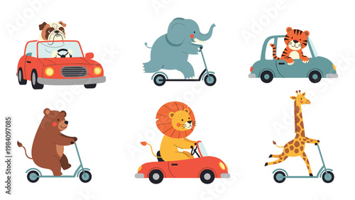 Adorable festive reindeer are shown in several poses wearing winter accessories like wreaths, scarves, and Santa hats for the holiday season.