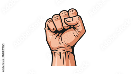 Hand-drawn raised fist illustration representing strength, power, and solidarity during a public protest or a social justice movement.