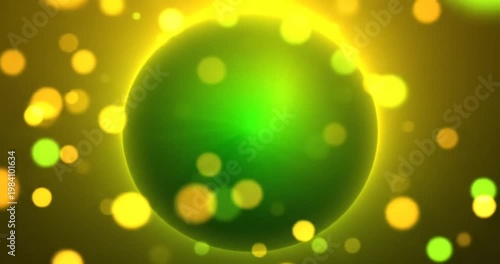 Green Sphere with Yellow Glow Effect.
