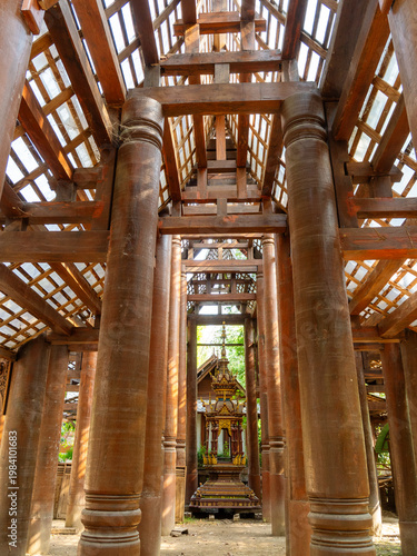The ancient teakwood church of Buddhism