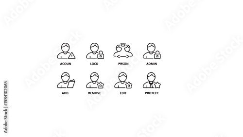 User roles and organizational function icon set.