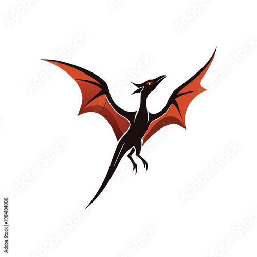 Ancient pterosaur soaring through prehistoric skies with outstretched wings