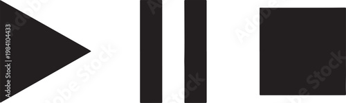 Play Pause Stop Icons in Black Simple Vector Graphics for Media Controls Digital Interface Elements