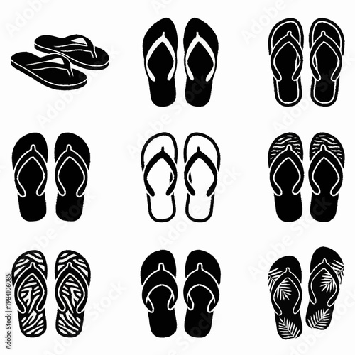 Flip flop sandals collection with various modern and classic styles
