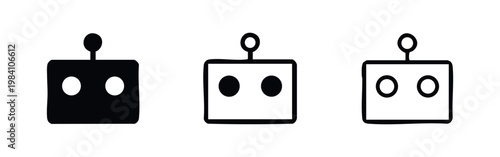 Simple robot face icon set, artificial intelligence bot head symbol, modern technology illustration, vector outline