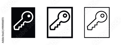 Security key icons in frame for login access and encryption