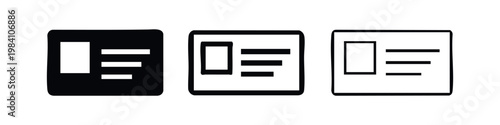 Set of identity card icons for personal profile and member identification