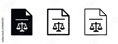 Legal Justice Scales and Law Document Icon Set