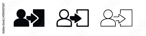 User Entering a Door or Room Icon Set for Navigation and Exit Concepts
