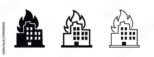Building on Fire Icon Set