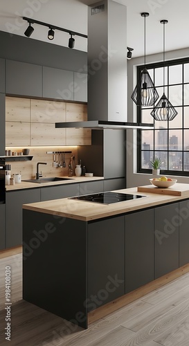 Modern Kitchen Design with Island and Natural Light.