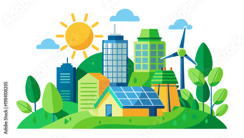 Green Energy Eco City Vector