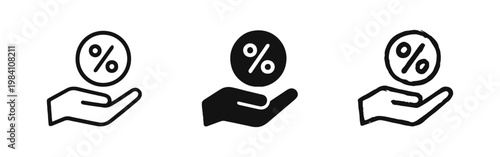 Hand Holding Percentage Symbol Icons for Discount and Offer Promotions