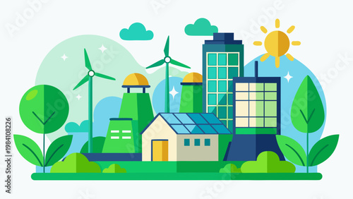 Green Energy Eco City Vector