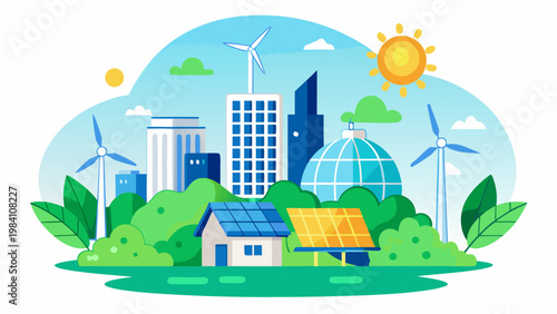 Green Energy Eco City Vector