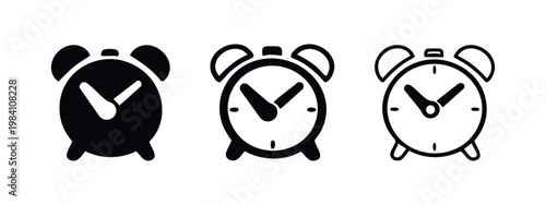Alarm Clock Icon Set. Time and Schedule Management Symbol.