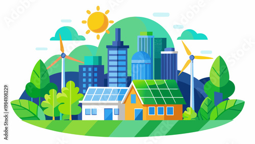 Green Energy Eco City Vector