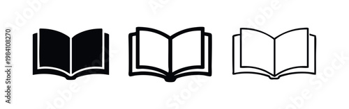 Open Book Icon Set. Education, Reading, and Knowledge Symbol.