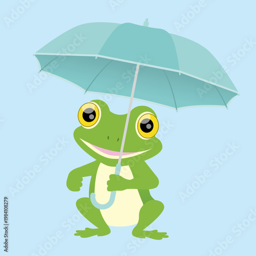 傘をさすカエル