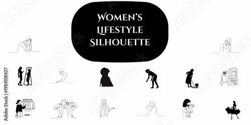 Mindfulness Women’s Line Art – Minimalist Silhouette Set for Mental Health Wellness, Self-Care Blogs, and Therapeutic Graphic Design