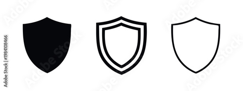 Shield icon set. Protection, security, and defense symbol. Safety and antivirus concept.