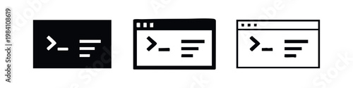 Code Editor or Command Prompt Window Icon Set - Programming Interface