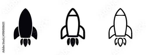 Space Rocket Launch Icon Set - Scientific Exploration and Progress