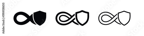 Infinity Shield Security Icon Set - Endless Protection and Privacy