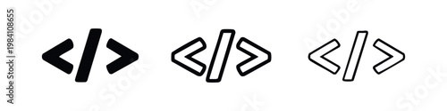 Code Tags Icon Set. Programming and Web Development Symbol for HTML, CSS, or Scripting Language.