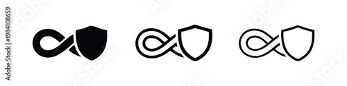 Unlimited Security Infinity Shield Icon Set - Comprehensive Protection