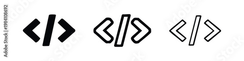 Code Tags Icon Set. Programming and Web Development Symbol for HTML, CSS, or Scripting Language.