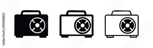 Air Conditioner Outdoor Unit Icon Set - HVAC System and Cooling Appliance