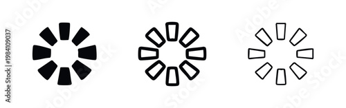 Circular segmented loading icon. Progress indicator or spinner symbol. Vector illustration.