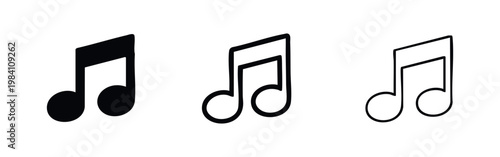 Musical note icon set for music, audio, and entertainment applications.