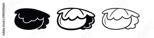 Set of three cabbage icons, black and white