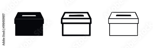 Ballot box icons: solid, outlined, and hand-drawn styles