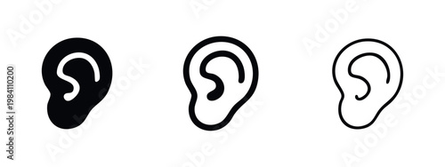 Three ear icons: solid black, outlined in black, and line art