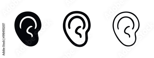 Three ear icons: solid black, outlined in black, and line art