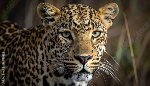 A close up of a leopard staring directly into the camera