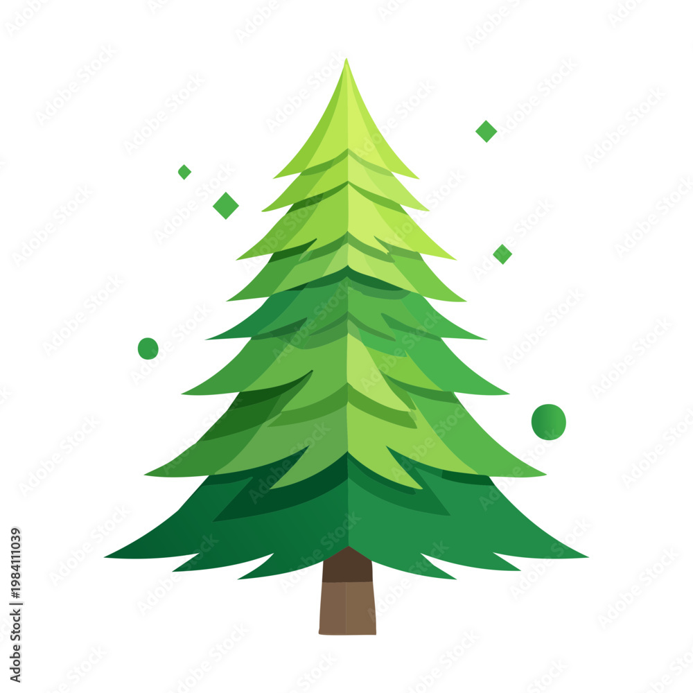Obraz premium Detailed spruce tree for mountain landscape and coniferous forest environment design in clean flat cartoon vector illustration style for apps and games