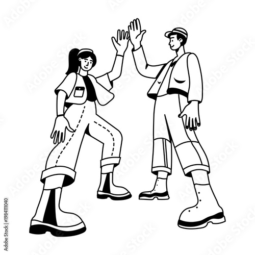 An illustration of volunteer team designed in glyph style
