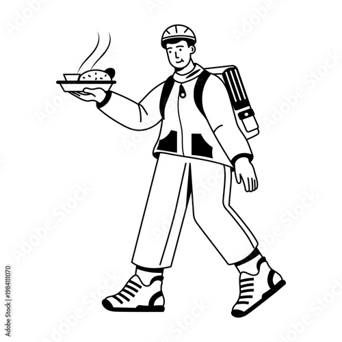 An illustration of volunteer meals designed in glyph style
