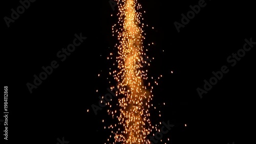 Bright Orange Firework Comet Tail Shooting Upward
