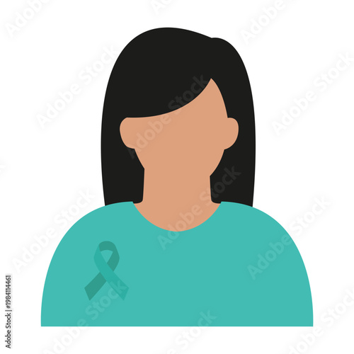Woman with Teal Awareness Ribbon Icon