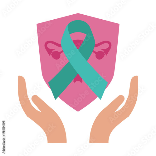 Cervical Cancer Awareness Shield Icon
